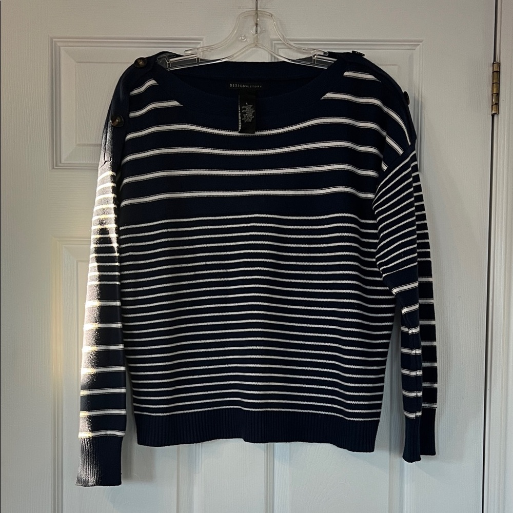 Design History Navy and Cream Striped Knit
